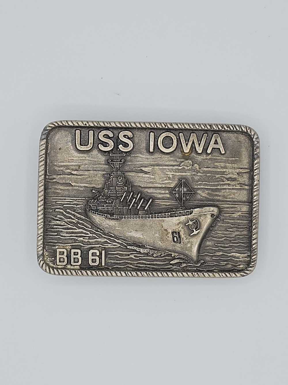 VTG USS Iowa BB-61 1984 Recommissioning Serial #665 Spec Cast Belt Buckle